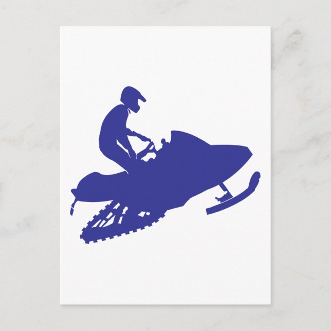 Snowmobiler/Navy Blue Sled Postkarte (Vorderseite)
