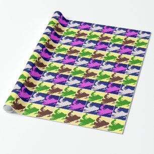 Snowmobiler Pop Art Geschenkpapier