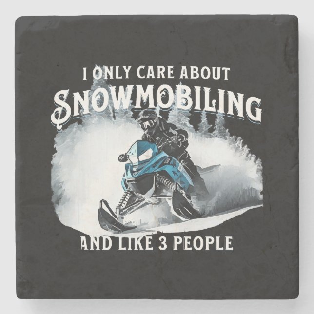 Snowmobiling Funny Snowmobile Steinuntersetzer (Vorderseite)