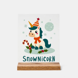 Snownicorn Licorne Mignonne Bonhomme de Neige Noël