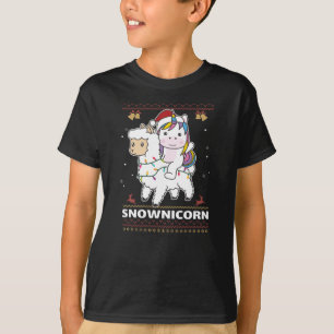 Snownicorn Unicorn Lama Weihnachts Wintertiere T-Shirt