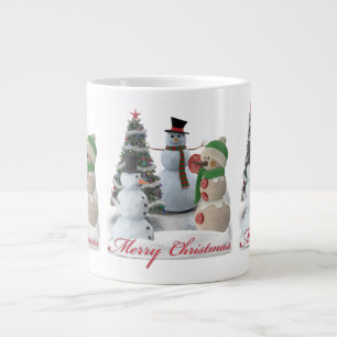 SnowPals Frohe Weihnachts-Rote Skript Jumbo-Tasse