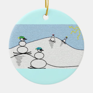 Snowpeople Skifahren Keramikornament