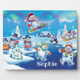 Snowpeople Winter Wonderland plaque & easel Fotoplatte