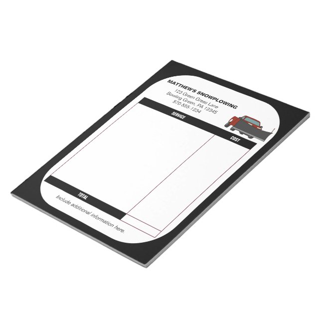 Snowpflügen Snow Plough Business Receiver Rechnung Notizblock (angewinkelt)