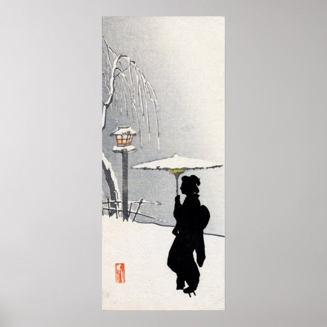 Snowscape und Japanisch Geisha Poster (Vorne)