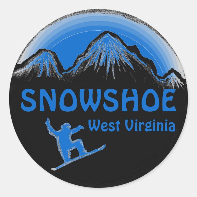 Snowshoe West Virginia bleu snowboard autocollants (Devant)