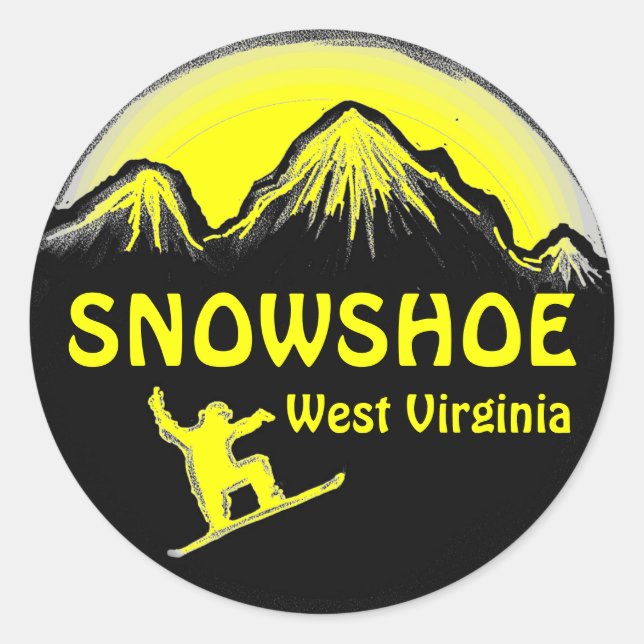 Snowshoe West Virginia jaune autocollants snowboar (Devant)