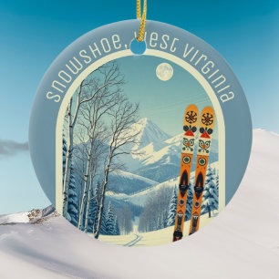 Snowshoe West Virginia Ski-Souvenir Keramik Ornament