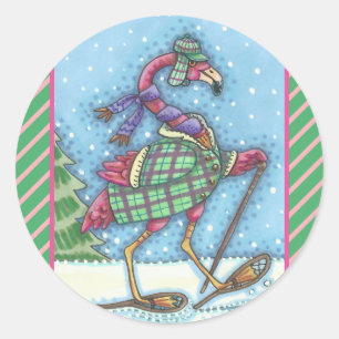 SNOWSHOOTS D'HIVER STICKERS FLAMANT ROSE ROSE Feui