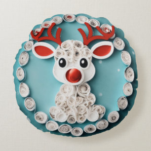 Snowwhite Rentier Deluxe Art Rundes Kissen