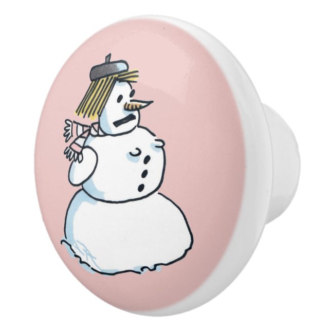 Snowwoman bouton en céramique rose (Droite)