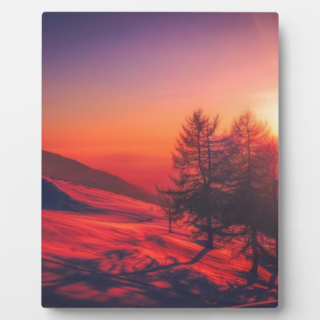 Snowy Abend Sunset Fotoplatte (Vorderseite)