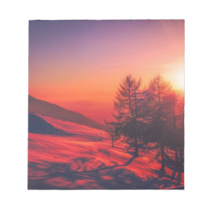 Snowy Abend Sunset Notizblock