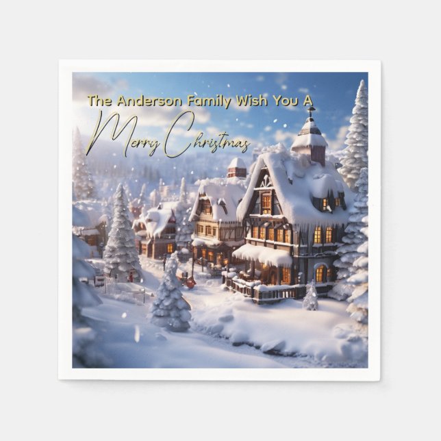 Snowy Alpine Chalet Christmas Winter holiday  Serviette (Vorderseite)