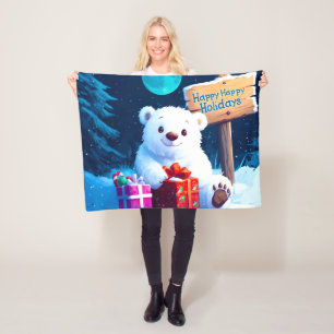 Snowy Bär Weihnachtsjubiläum Wasserfarbe Fleecedecke