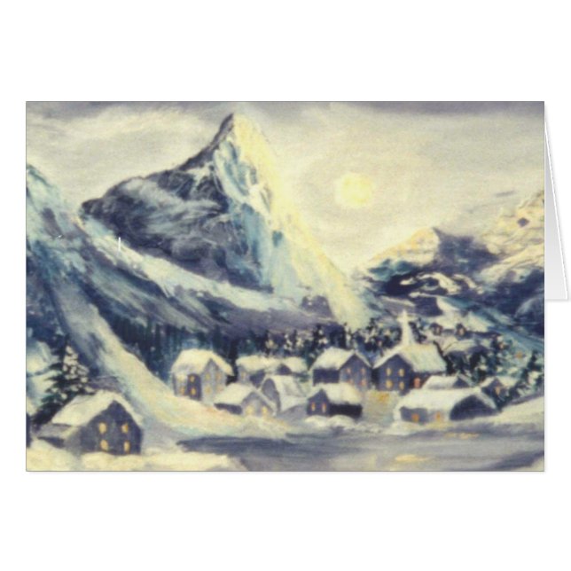 Snowy-Bergdorf-Ölgemälde-Karte (Vorderseite (Horizontal))