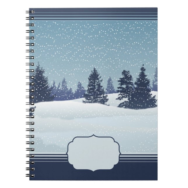 Snowy Blue Landscape Notebook Notizblock (Vorderseite)