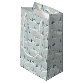 Snowy Blue Minimalist Christmas Village  Kleine Geschenktüte