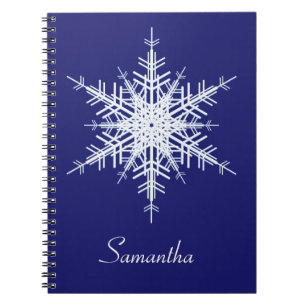 Snowy Blue Snowflake Notebook Notizblock