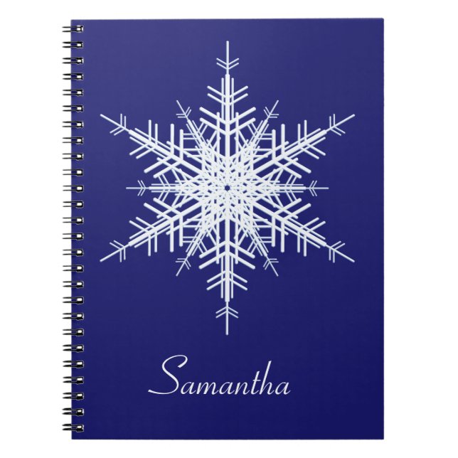 Snowy Blue Snowflake Notebook Notizblock (Vorderseite)