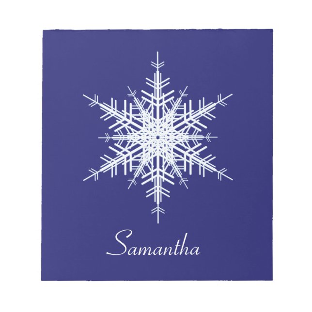 Snowy Blue Snowflake Notepad Notizblock (Vorderseite)
