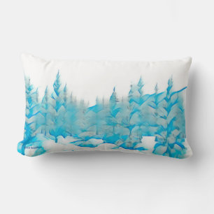 Snowy Blue Trees Lendenkissen