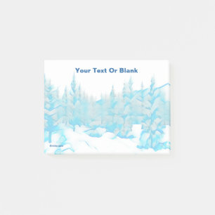 Snowy Blue Trees Post-it Klebezettel