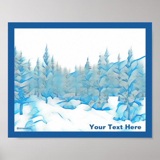 Snowy Blue Trees Poster (Vorne)