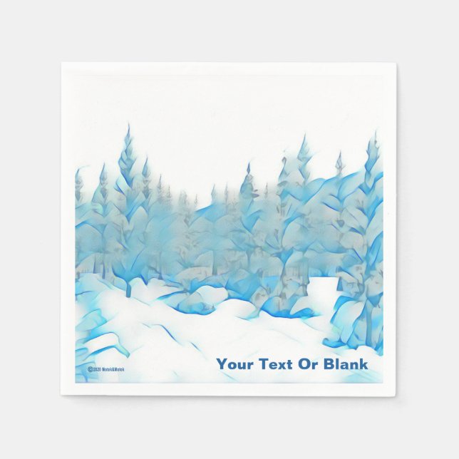 Snowy Blue Trees Serviette (Vorderseite)