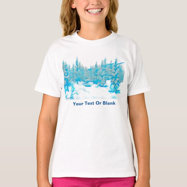 Snowy Blue Trees T-Shirt (Vorderseite)