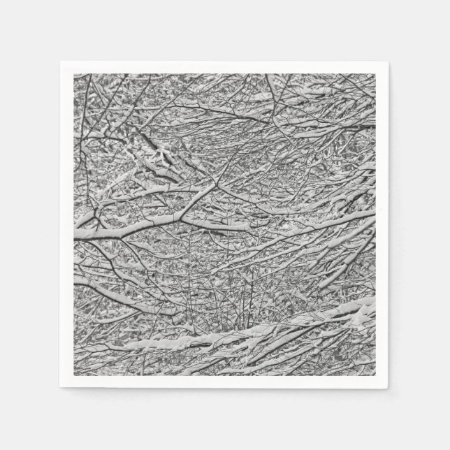 Snowy Branches Paper Napkin Serviette (Vorderseite)