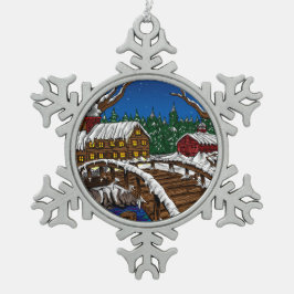 Snowy-Brücken-Verzierung Schneeflocken Zinn-Ornament