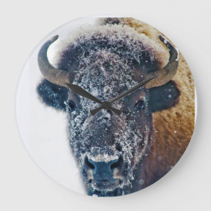 Snowy Buffalo Wall Clock Große Wanduhr