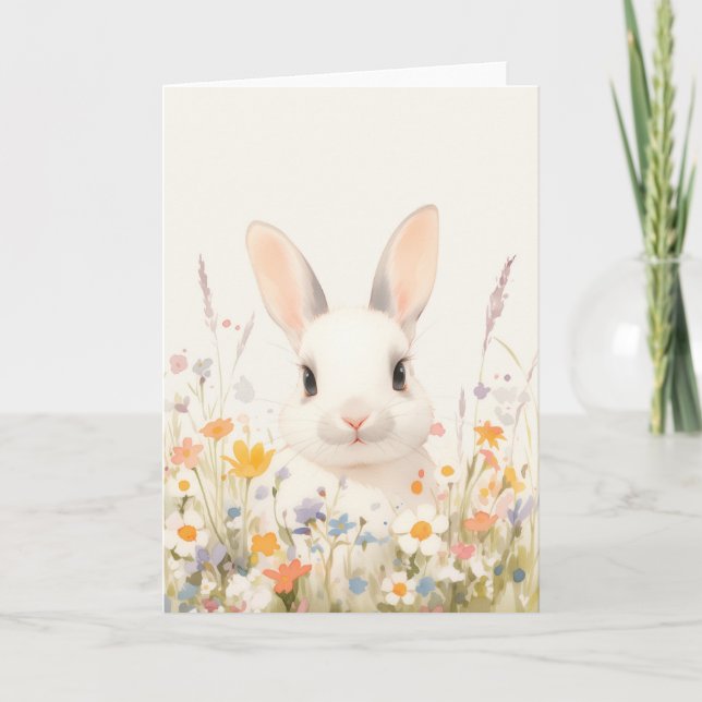 Snowy Bunny Serenity Karte (Vorderseite)