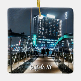 Snowy Canalside Walk Keramikornament