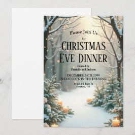 Snowy Candlelit Mattiert Evergreens Einladung