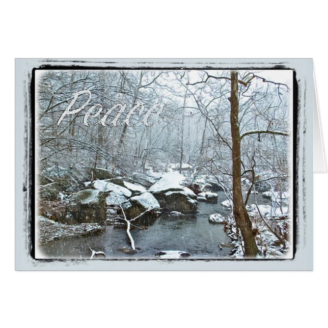 Snowy Christmas Creek - Peace - Greeting Card (Vorderseite (Horizontal))