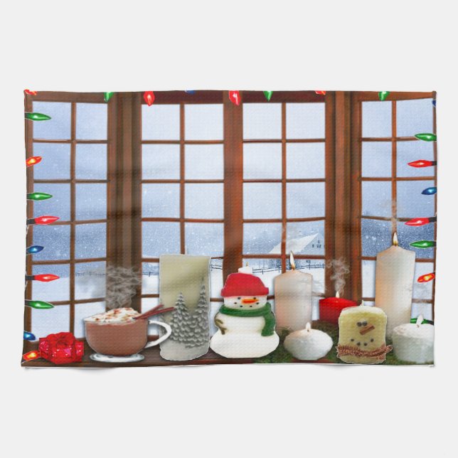 Snowy Christmas Eve Kitchen Handtücher (Horizontal)