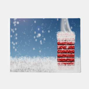 Snowy Christmas Eve Roof Chimney Bereit Weihnachts Fußmatte