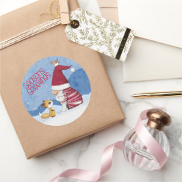 Snowy Christmas Gnome Fox Bird Sticker