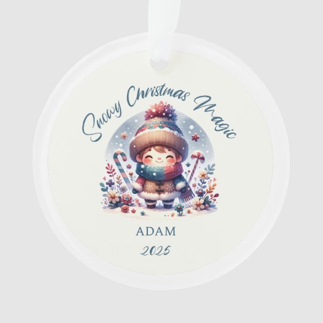 Snowy Christmas Magic Acrylic Ornament (Vorderseite)