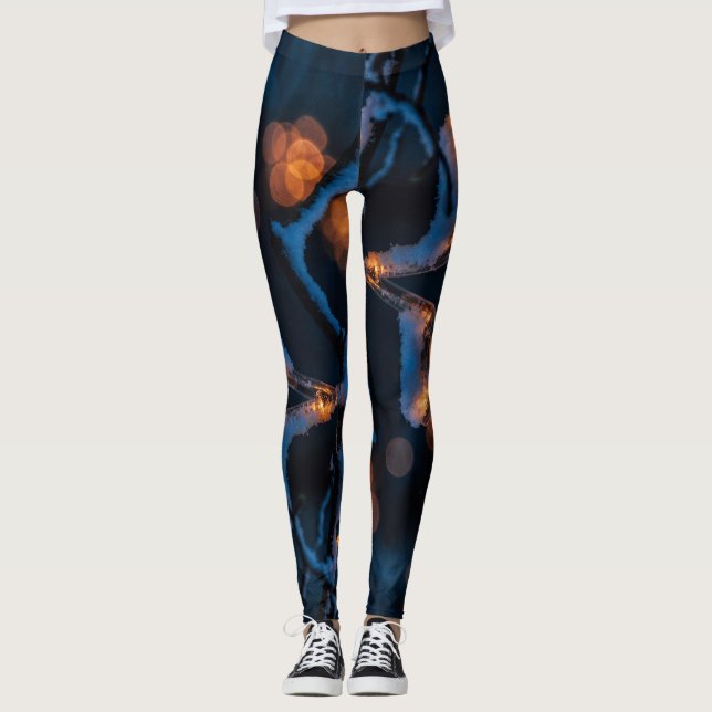 Snowy Christmas Star Night Leggings (Vorderseite)