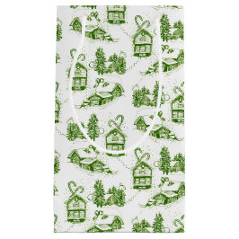 Snowy Christmas Toile | Green Small Gift Bag Kleine Geschenktüte