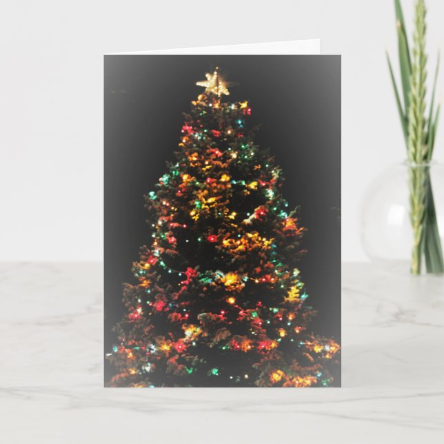 Snowy Christmas Tree Christmas Card Feiertagskarte (Vorderseite)