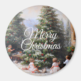 Snowy Christmas Tree Kids' Play Oil Painting Magnet