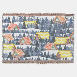 Snowy Christmas Village Pattern Decke