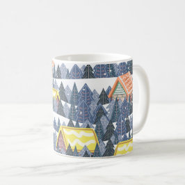 Snowy Christmas Village Pattern Kaffeetasse