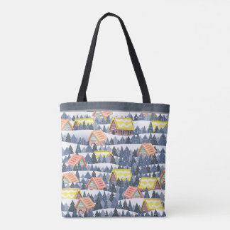Snowy Christmas Village Pattern Tasche
