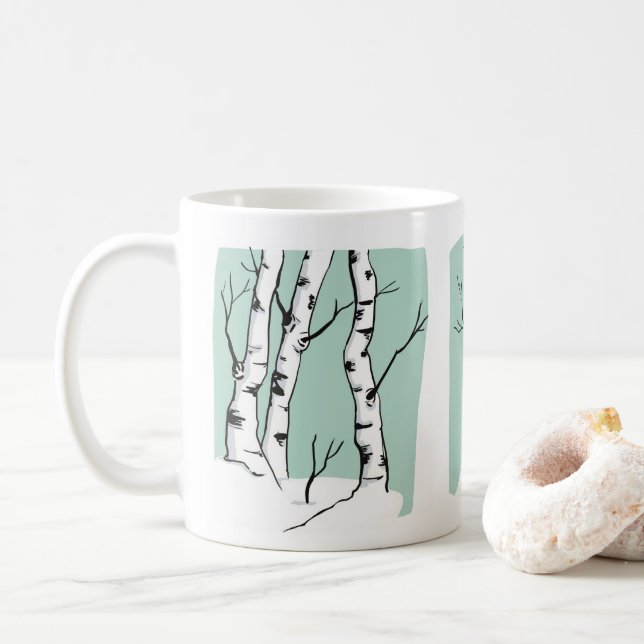 Snowy Colorado Aspen Tree 11oz Keramik Tasse (Mit Donut)